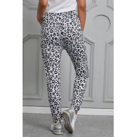 White Casual Skinny Leopard Print Pants