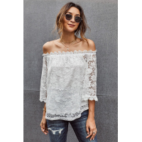 White Lace Off Shoulder Blouse Top