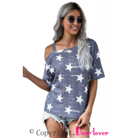 Star Print Cold Shoulder Top