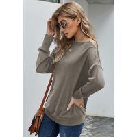 Khaki Ribbed Zip Knit Top