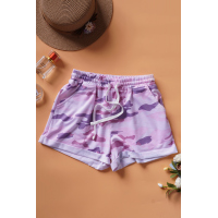 Pink Camo Print Cotton Casual Shorts