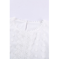 White Polka Dot Lace Lantern Sleeve Blouse