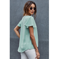 Green V Neck Short Sleeve Tee