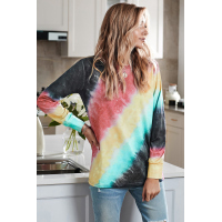 Ombre Red Tie-dye Long Sleeve Top