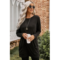 Black Longline Pocketed Top