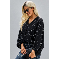 Black Love You Boo Balloon Sleeve Blouse