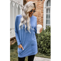 Sky Blue Longline Pocketed Top