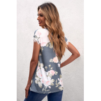 Floral Print Gray T-shirt