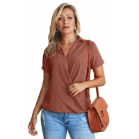 Rusty Crepe Drape Blouse