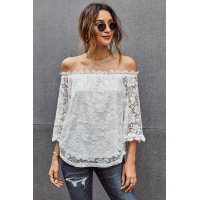 White Lace Off Shoulder Blouse Top