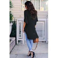 Black Chic High Low Kimono Top