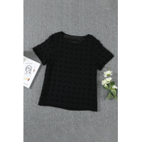 Black Swiss Dot Texture Short Sleeve Top