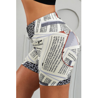 Yellow Printed High Waist Lift Up Yoga Shorts