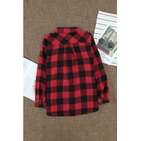 Red Buffalo Plaid Button Pocket Blouse