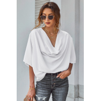 White Draped Blouse