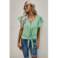 Green Forever Tonight Button Tie Top