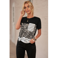 Leopard Striped Pocket T-shirt