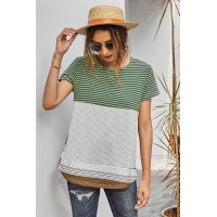 Green Striped Colorblock Tee