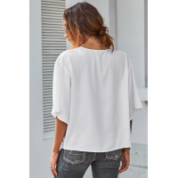 White Draped Blouse