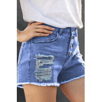 Sky Blue Gypsy Mid-rise Distressed Denim Shorts