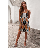 Multicolor Spaghetti Straps Boho Mini Dress