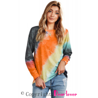 Ombre Orange Tie-dye Long Sleeve Top