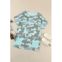 Camo Print Pocketed T-shirt Mini Dress