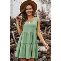 Green Tiered Ruffled Mini Dress