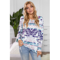 Multicolor Rustic Tribal Front Pocket Long Sleeve Top