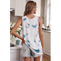 White Tie Dye Twist Detail Tank Top