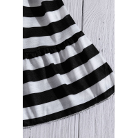 Black Stripes Ruffle Short Dress