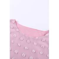 Pink Swiss Dot Texture Short Sleeve Top