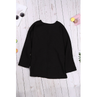 Black V Neck 3/4 Sleeve High Low Hem Shirt