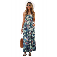 Green Bohemian Bandeau Print Maxi Dress