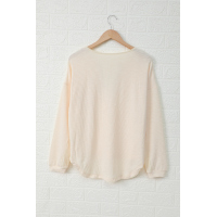 Apricot Cotton Knit Grommet Top