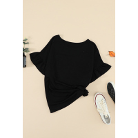 Black Leopard Color Block Short Sleeve Tee