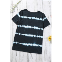 Black Tie Dye Stripes Basic Tee