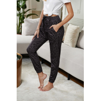 Gray Casual Skinny Leopard Print Pants