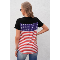 USA Flag Print T-shirt