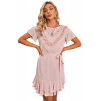 Pink Tassel Bust Wrap Bottom Dress