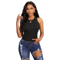 Black Fashion Bodycon Tight Ribbed Tank Top