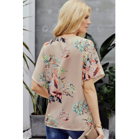 Apricot Amaryllis Floral Twist Top