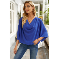 Blue Draped Blouse