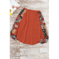 Orange Contrast Eyelet Thermal Knit Top