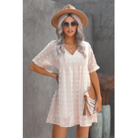 White Fever Pitch Pom Babydoll Tunic Dress