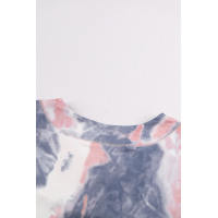 Long Sleeve Tie Dye Print V Neck Top