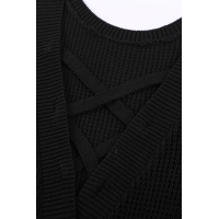 Black Crisscross Hollow-out Knit Tank Top