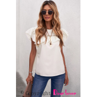 White Flutter Ruffled Top