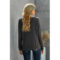 Gray THANKFUL Print Off Shoulder Long Sleeve Top without Strap