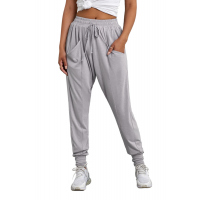 Gray Casual Drop Crotch Tapered Leg Pants